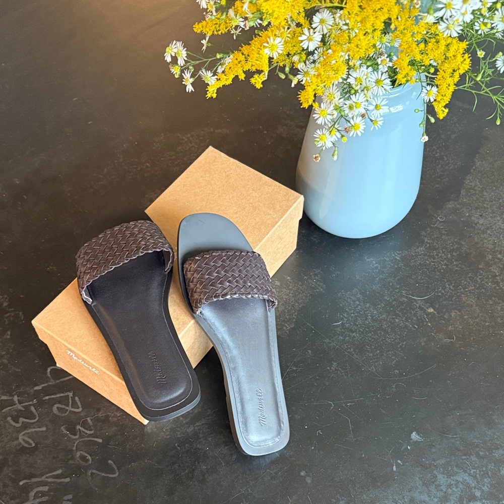 Madewell Cora Slide Sandal in Woven Brown Leather 7.5 Women’s - Picture 4 of 4
